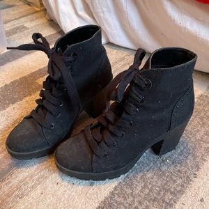 Lace up black booties